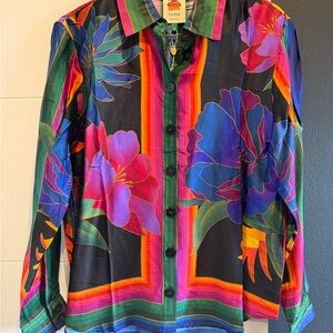 Farm Rio Electric Floral Button Down - NWT